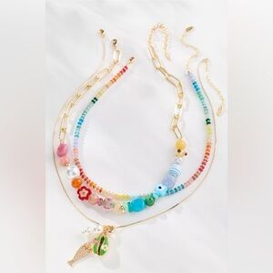 RARE! NWT Anthropologie Shades of Sea Layered Necklaces Charm Edition Set of 3
